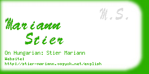 mariann stier business card